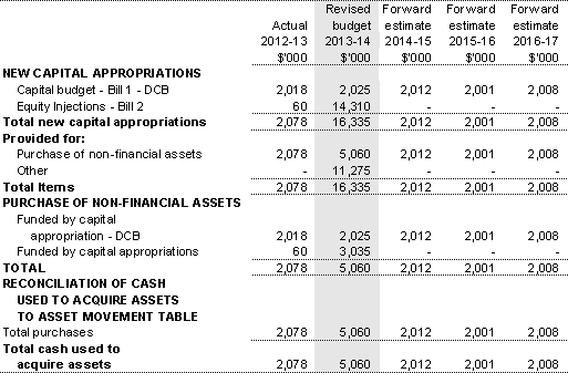 Table 3.2.5: Departmental capital budget statement