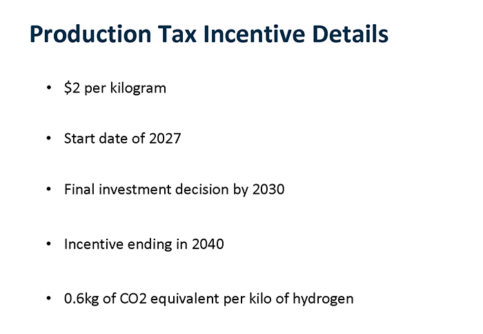 Production Tax Incentive Details. Link to text description follows image.